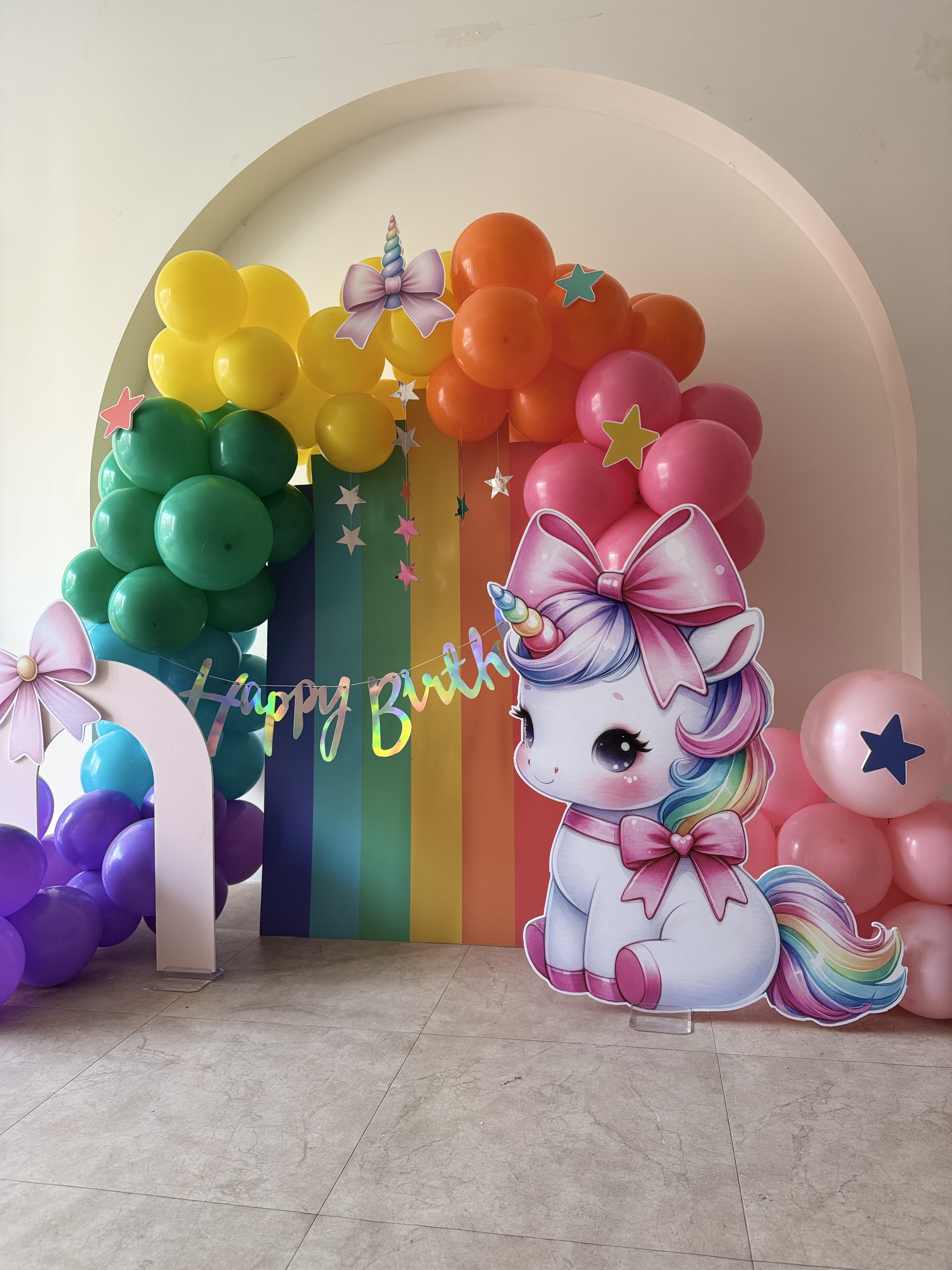 유니콘 테마 두돌 생일 파티 장식