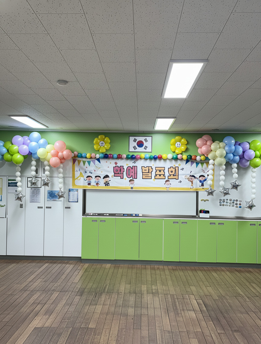 안서초등학교 학예회 교실 풍선장식