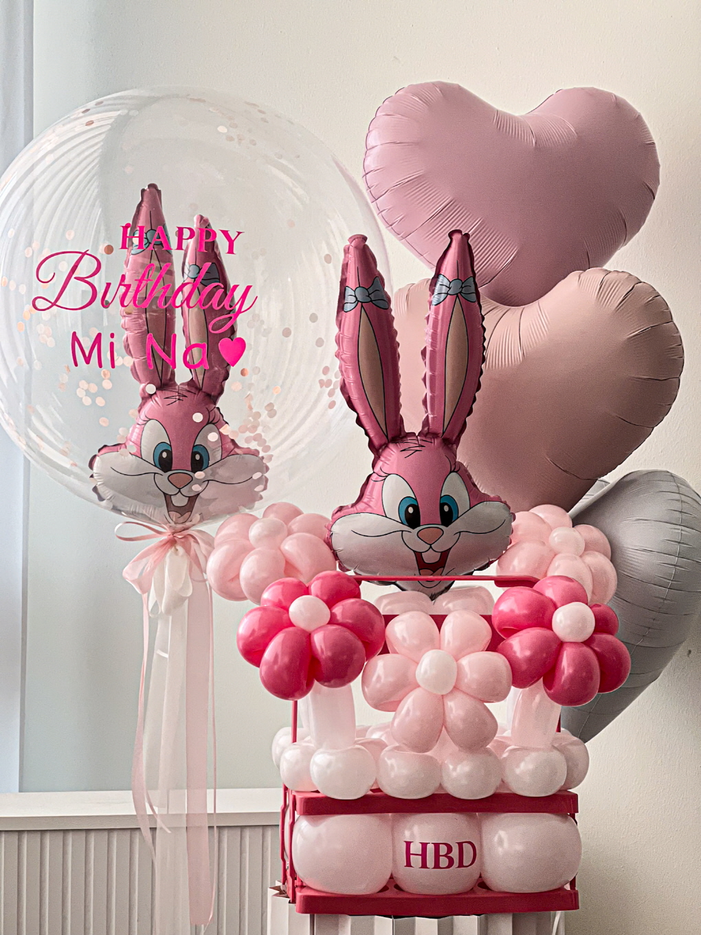 캐릭터 생일풍선 | 플라워풍선 박스 레터링 세트