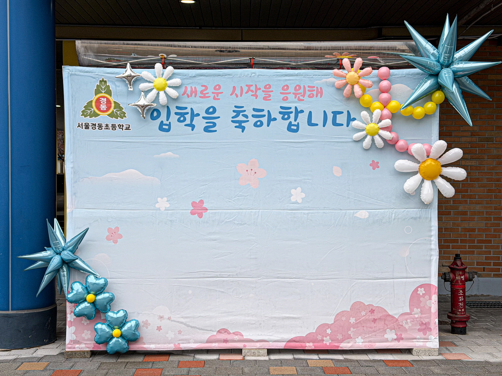 초등학교 입학식 풍선장식 │ 서울경동초 강당장식 & 입학포토존 디자인